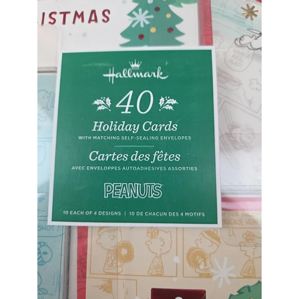 Peanuts Hallmark, Christmas Holiday Cards, Set Of 40, Assorted, NEW